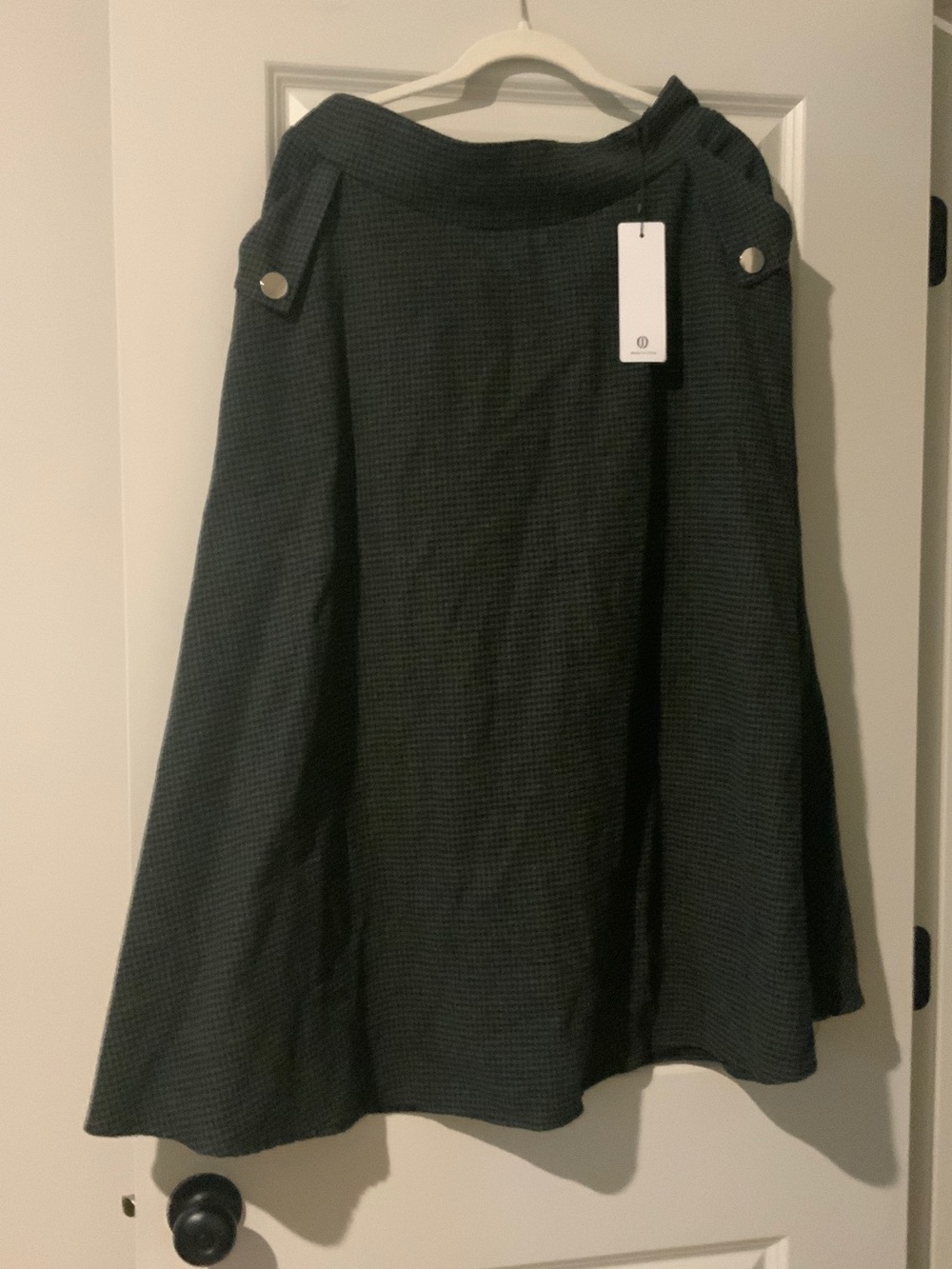 Classic A-Line Dark Green Check Skirt